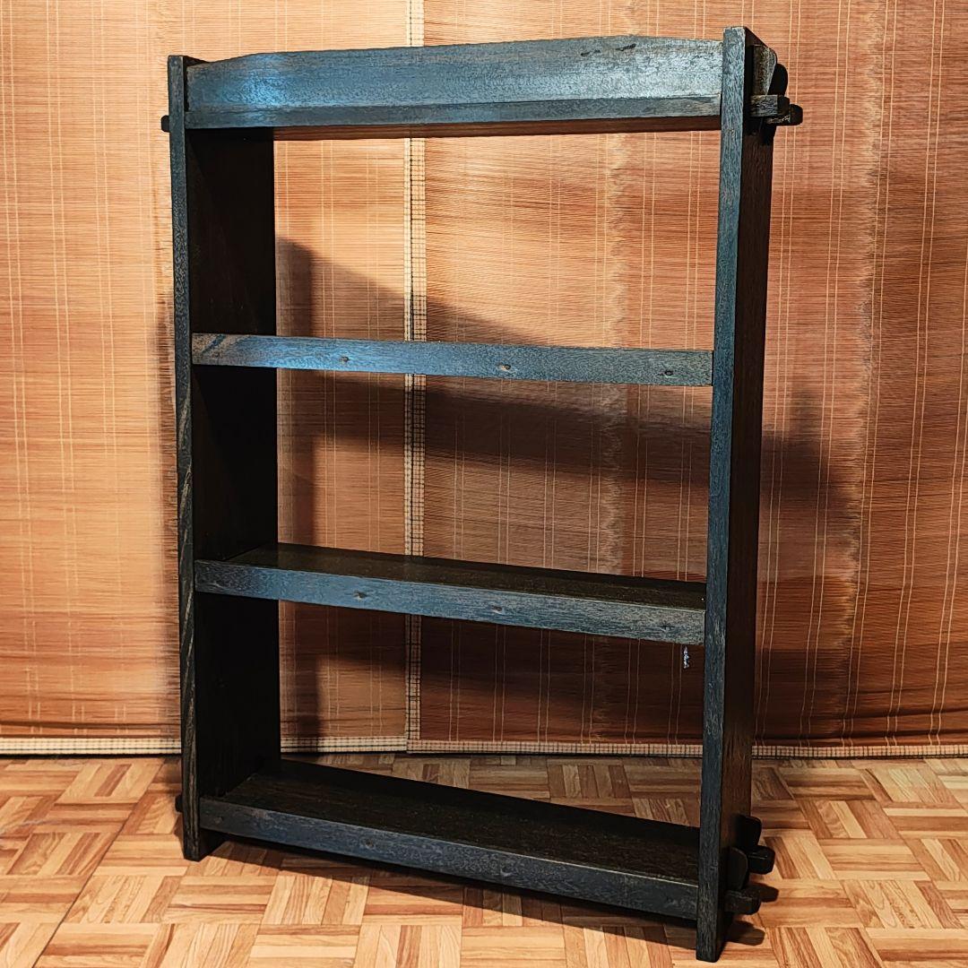楔の木製本棚4段　オープンラック　昭和レトロ　古家具