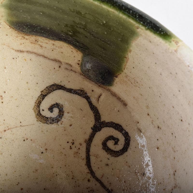 茶道具　加藤唐九郎（一ム斎）作　絵織部　茶碗　時代箱　C　R8826