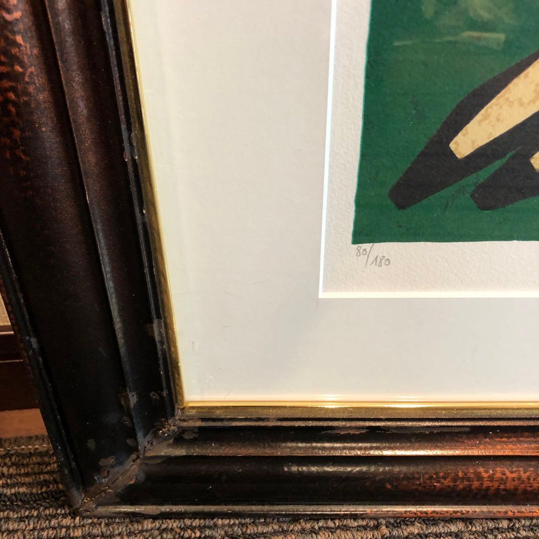 ロジェ・ボナフェ 「二人の少女」 リトグラフ　額縁付絵画　作家直筆サイン入り