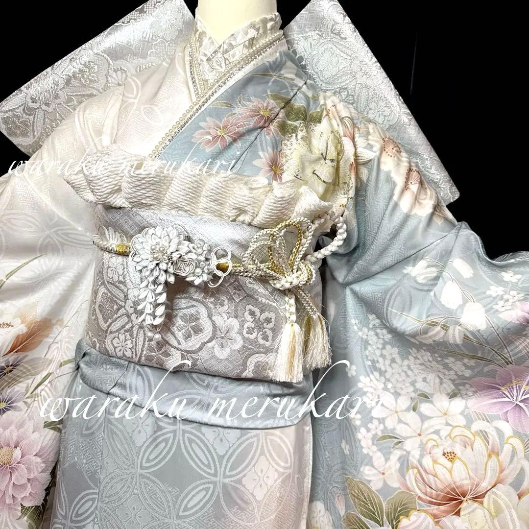 ♦︎くすみ振袖♦︎金彩加工♦︎豪華刺繍♦︎牡丹菊紋♦︎成人式♦︎フルセット♦︎フルオーダー特急