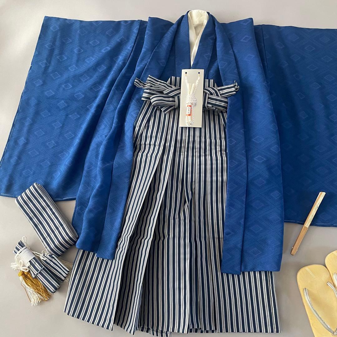 美品　七五三　男の子　5歳　7歳向き　正絹　羽織　お着物　袴セット