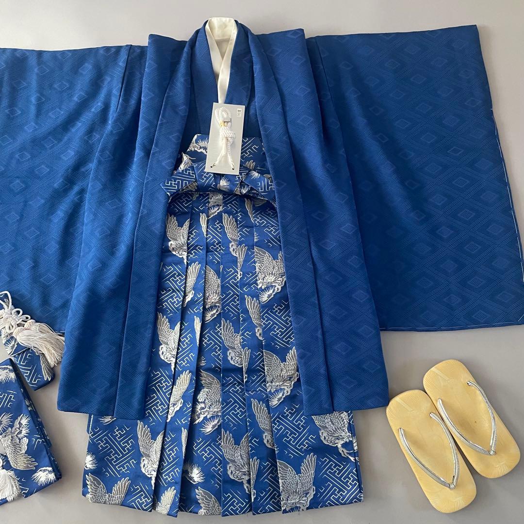 美品　七五三　男の子　5歳　7歳向き　正絹　羽織　お着物　袴セット