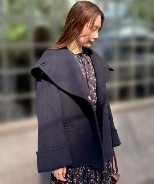 CELFORDセルフォード　ビッグカラーショートコート　ネイビー