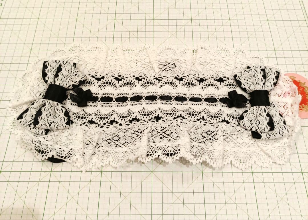 BABY　トーションレースヘッドドレス　白×黒