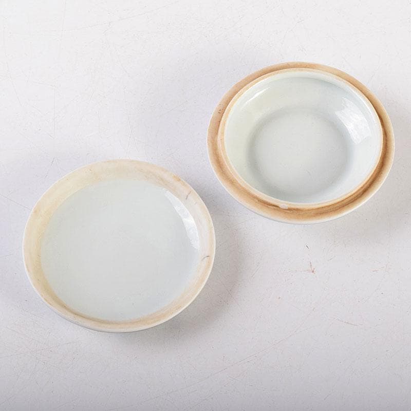 中国　成化年製款　五彩山水文　香合　時代箱　V　6998