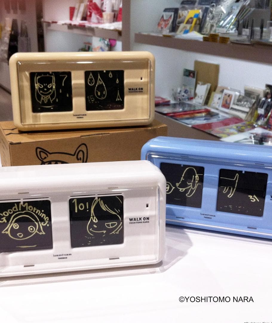 【新品／未開封・保証付き】奈良美智 パタパタクロック WALK ON ホワイト