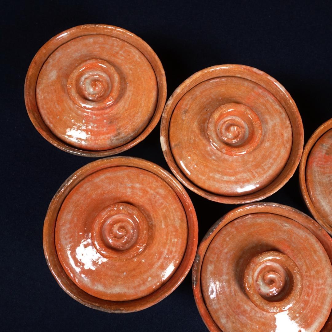 楽吉左衛門 覚々斎好 赤 蓋茶碗 蓋碗 向付 5客 共箱