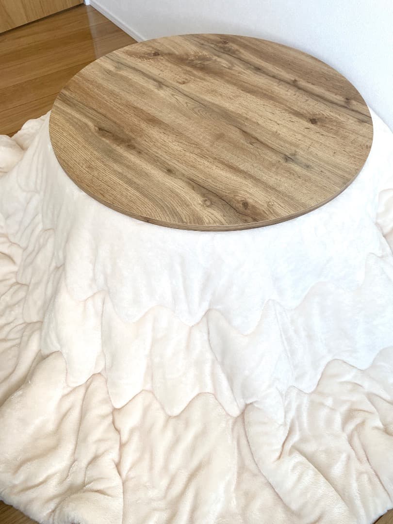 折りたたみ 丸型 こたつ＆布団セット・ナチュラル色 小さめ68cm