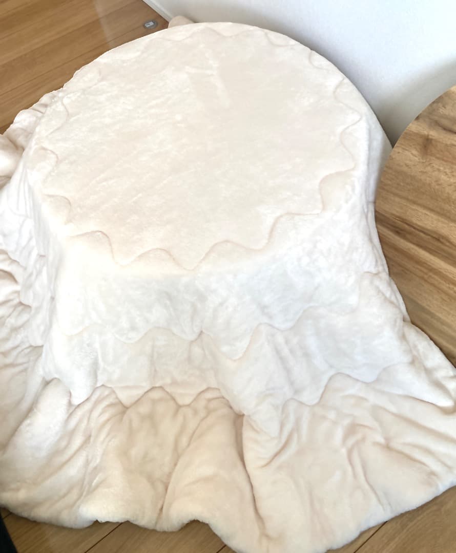 折りたたみ 丸型 こたつ＆布団セット・ナチュラル色 小さめ68cm