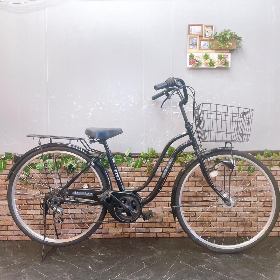 【49】一般車 ママチャリ SET PLAY ブラック 26インチ