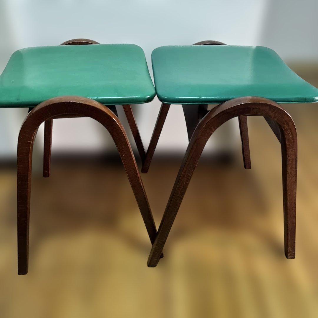 剣持勇　秋田木工　スツール　椅子　緑　2脚セット　スタッキングスツール　チェア