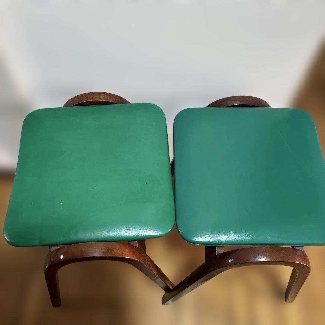 剣持勇　秋田木工　スツール　椅子　緑　2脚セット　スタッキングスツール　チェア