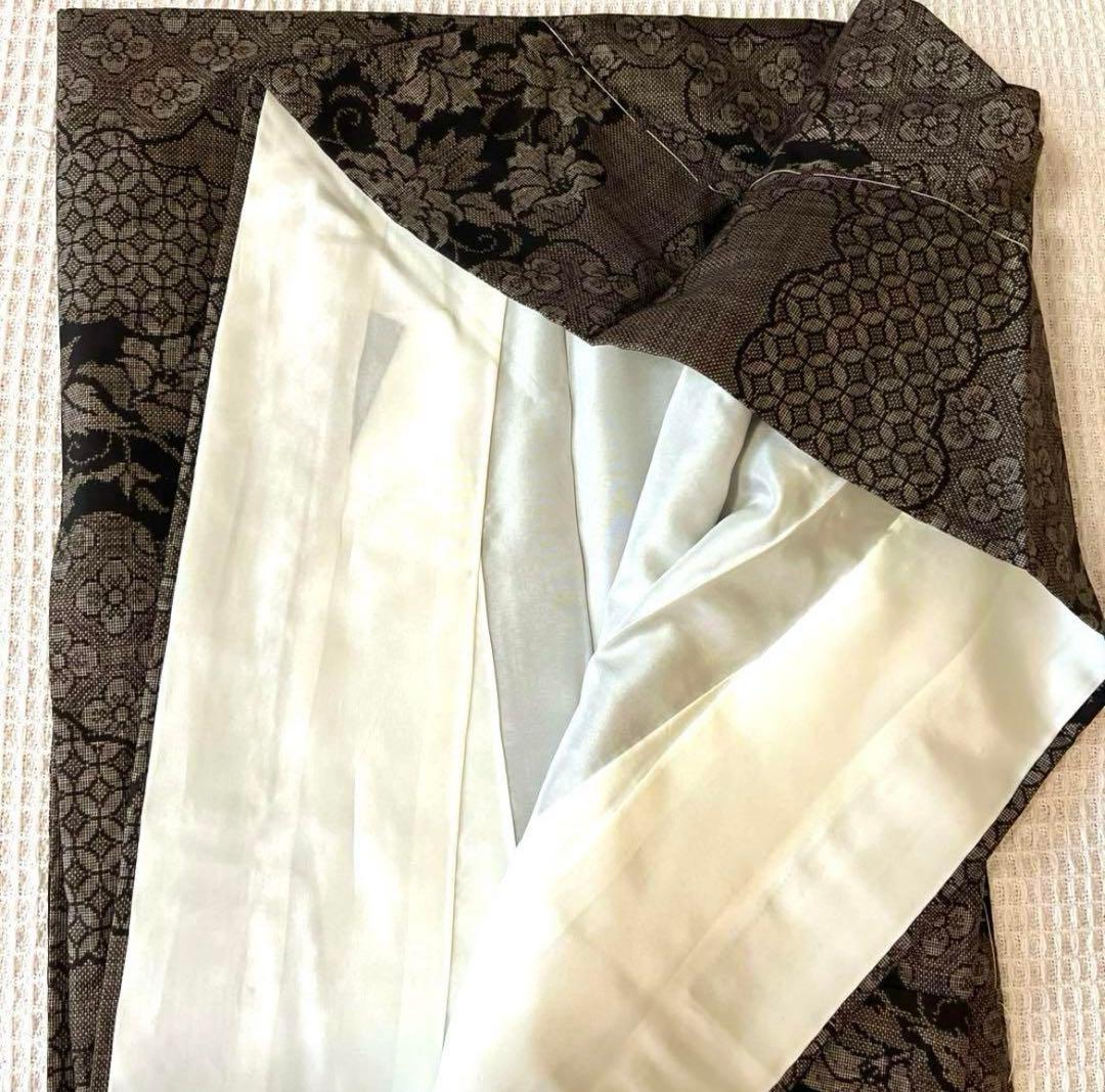 本場奄美大島紬 古代染泥染 雲取り 焦げ茶ブラック 証紙有り しつけ付き