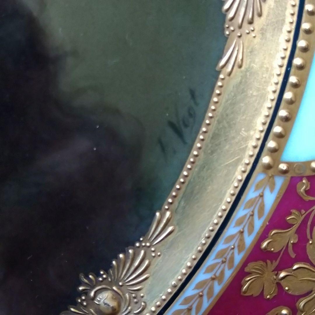 ✤ヴィエナスタイル(ウィーン釜)額装絵皿✤『花の髪飾りの女性』✤