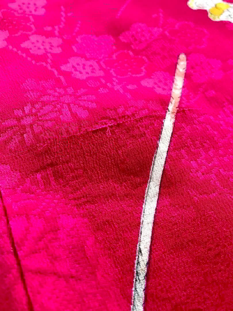 正絹 アンティーク着物 女の子 七五三 ◇檜扇 折鶴 まり 古典柄