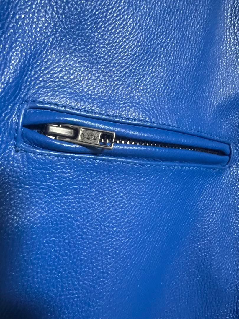 極限定 FORTIME ライダース レザージャケット シングル 青 2XLサイズ