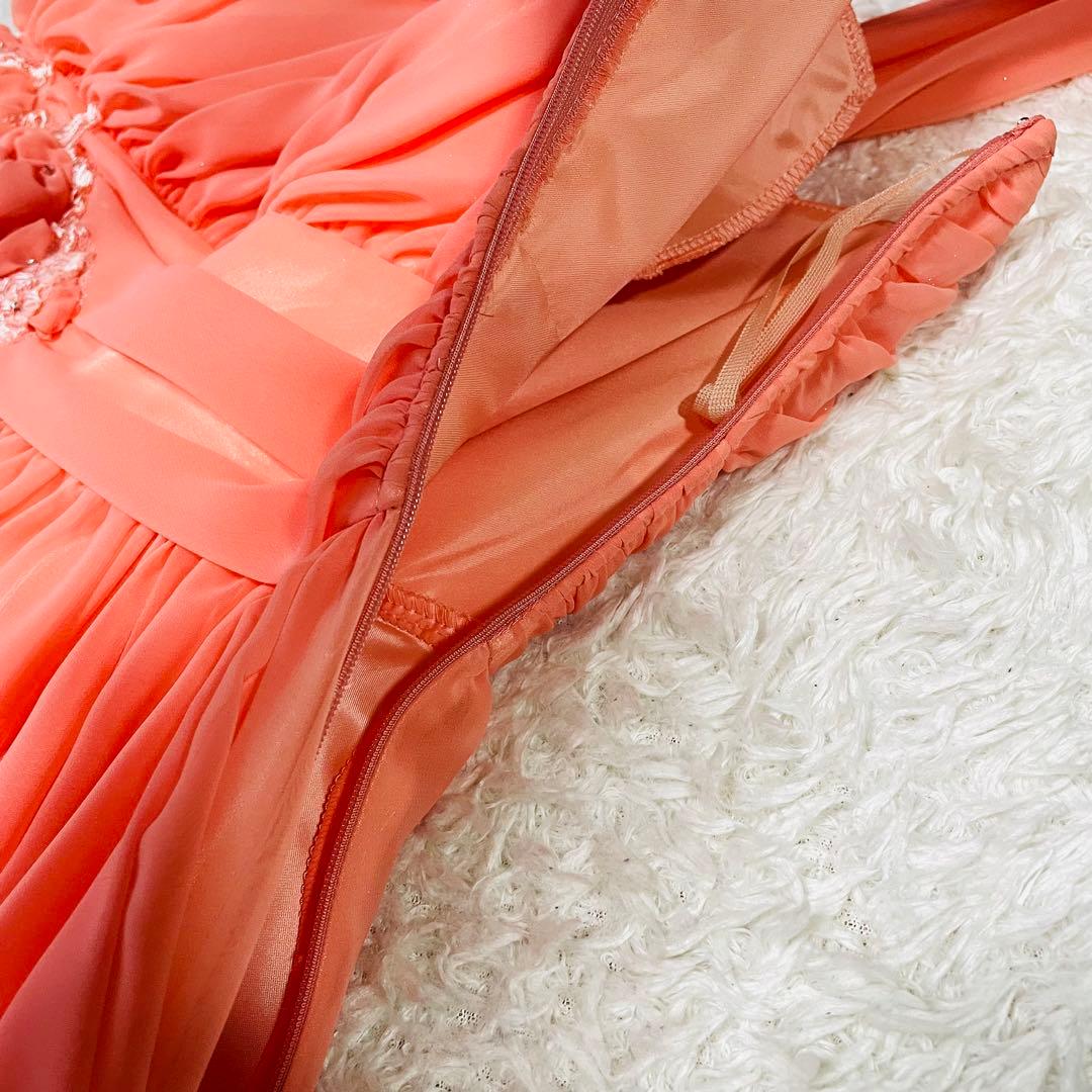 希少✨エメ✨ステージドレス　演奏会 9号　サーモンピンク　ギャザーフレア