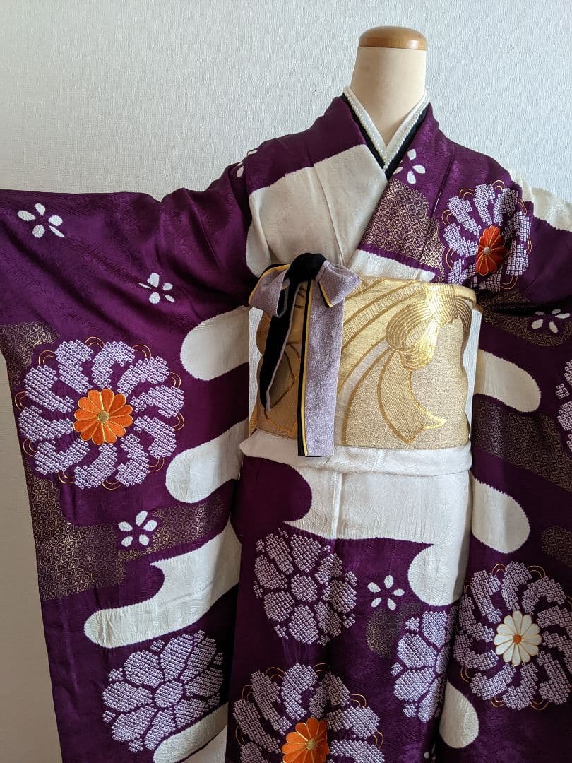 ◆成人式・結婚式 アンティークお振袖【✨鈴乃屋のお振袖】正絹 パープル