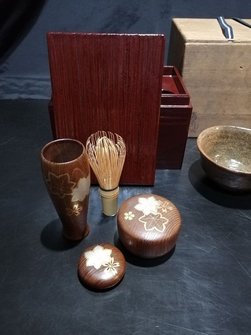 【茶道具】十一代飛来一閑作　溜塗茶箱 茶道具セット付属　茶箱37
