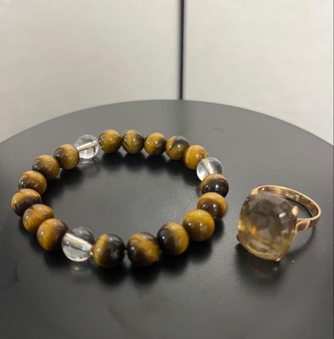 R60-タイガーアイとクリスタルのアクセサリーセット