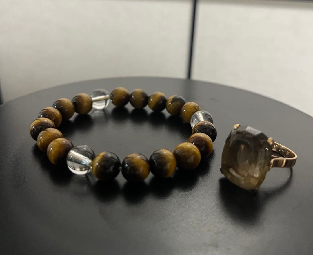 R60-タイガーアイとクリスタルのアクセサリーセット