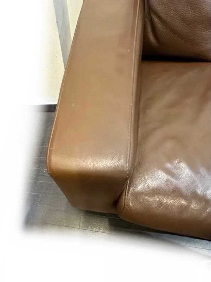 ２月2日まで、その後処分予定。送料込み　無印良品ブラウンレザー二人掛けソファ