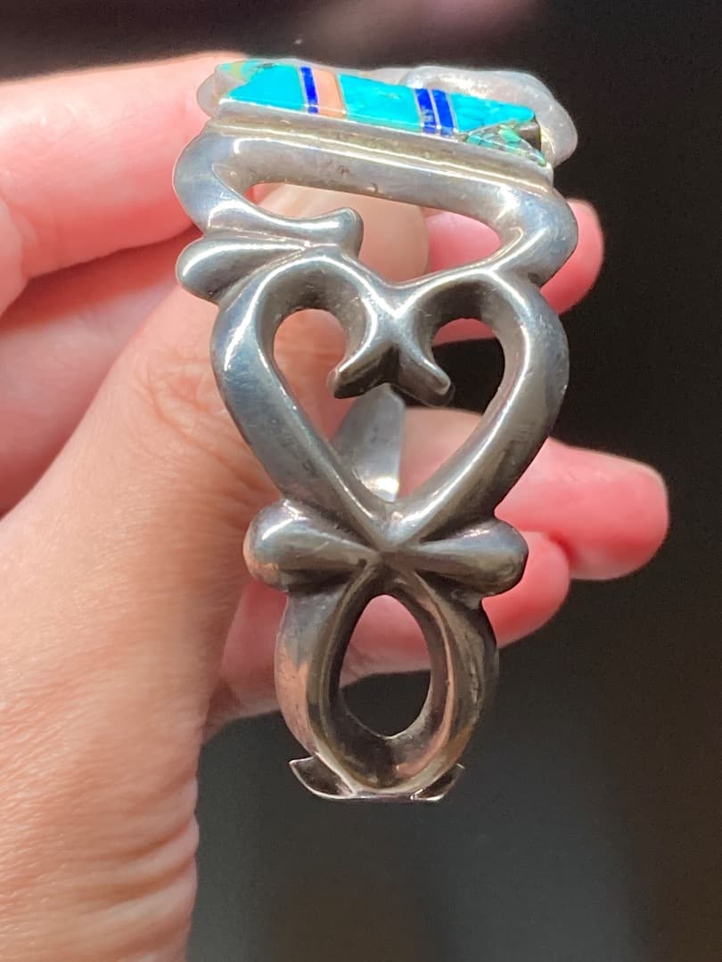 刻印 インディアン F.L.BEGAY インレイ ターコイズ シルバー バングル