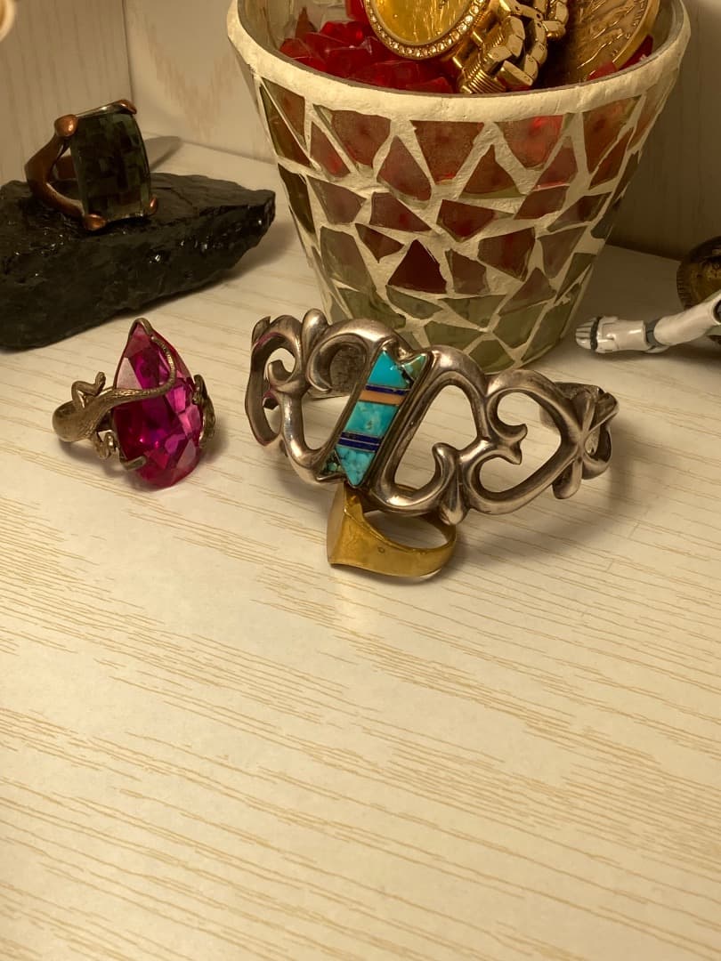 刻印 インディアン F.L.BEGAY インレイ ターコイズ シルバー バングル