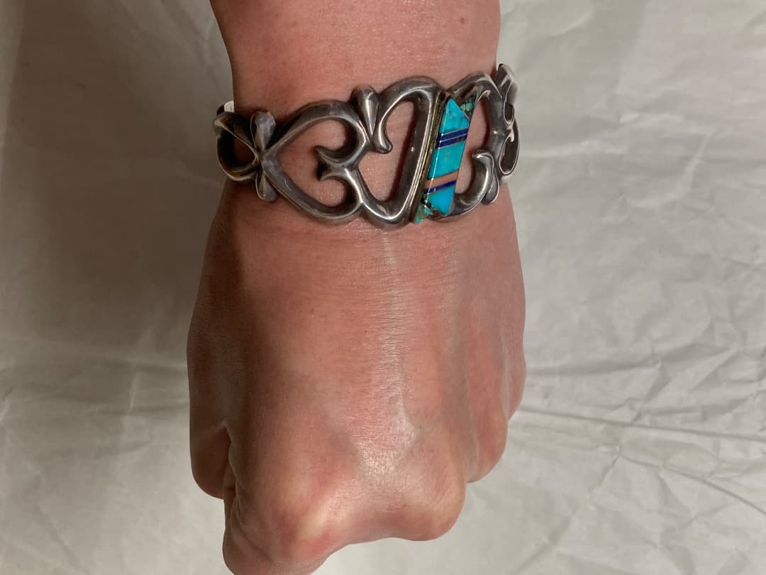 刻印 インディアン F.L.BEGAY インレイ ターコイズ シルバー バングル