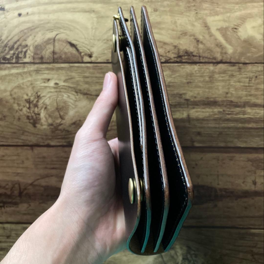 MARYAMホースバット トラッカーウォレット180（ロング）3層 茶芯ブラック