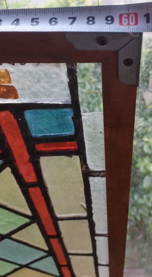 英国アンティーク／100年以上前のステンドグラス　窓枠　ドア