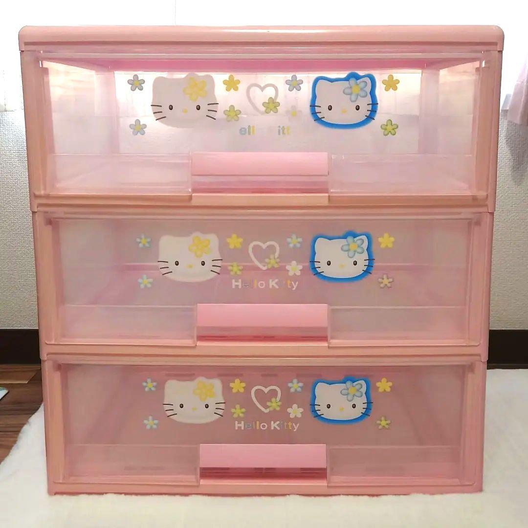 サンリオ ハローキティ 3段チェスト 収納ケース 衣装ケース カオハナ