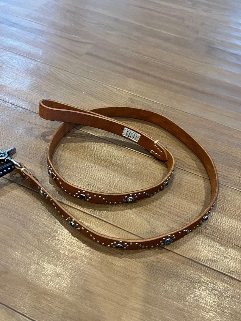 ronherman ロンハーマン スタッズ付きレザーリードと首輪セット 小型犬用