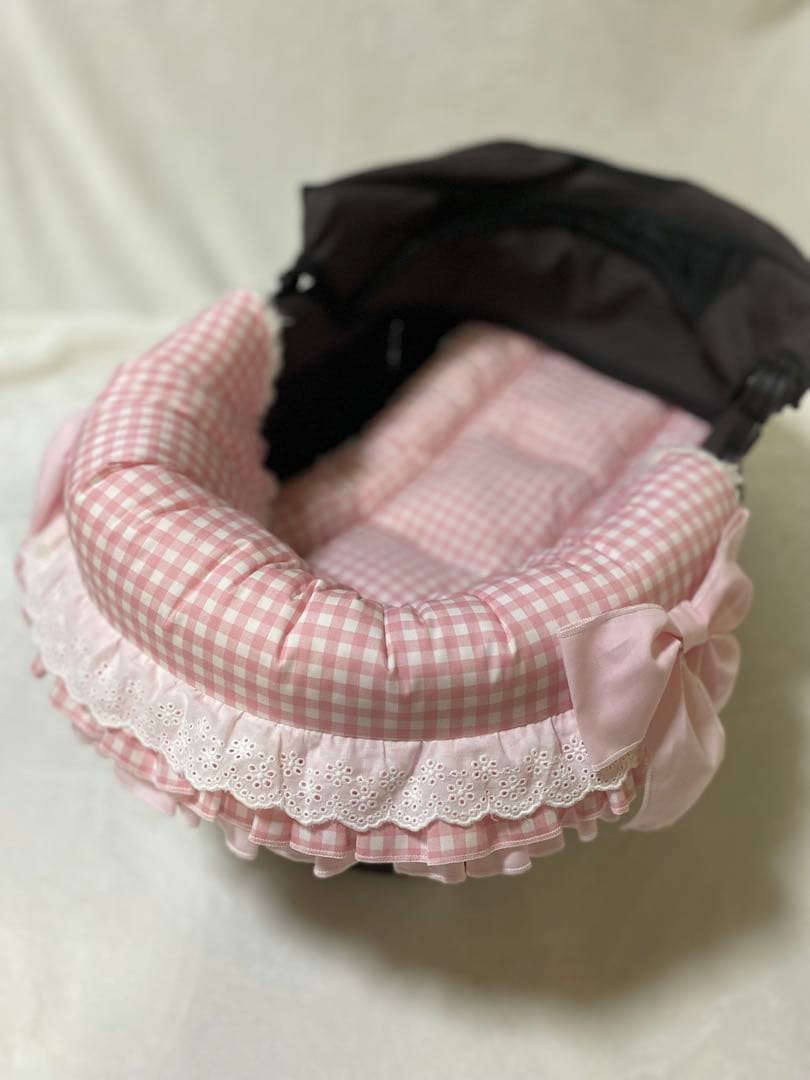 あごのせクッション　2段フリル　綿増量タイプ 片面ボア生地　中敷クッションセット