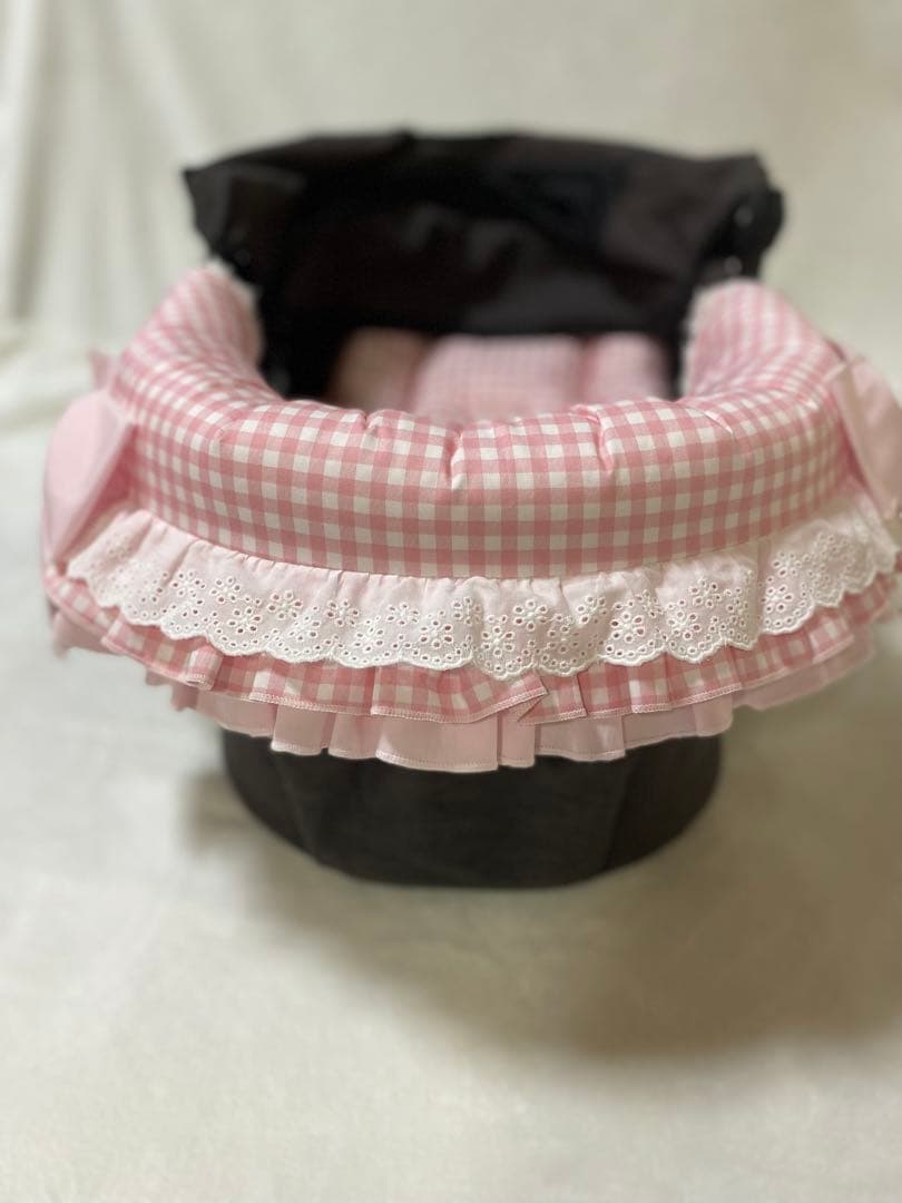 あごのせクッション　2段フリル　綿増量タイプ 片面ボア生地　中敷クッションセット