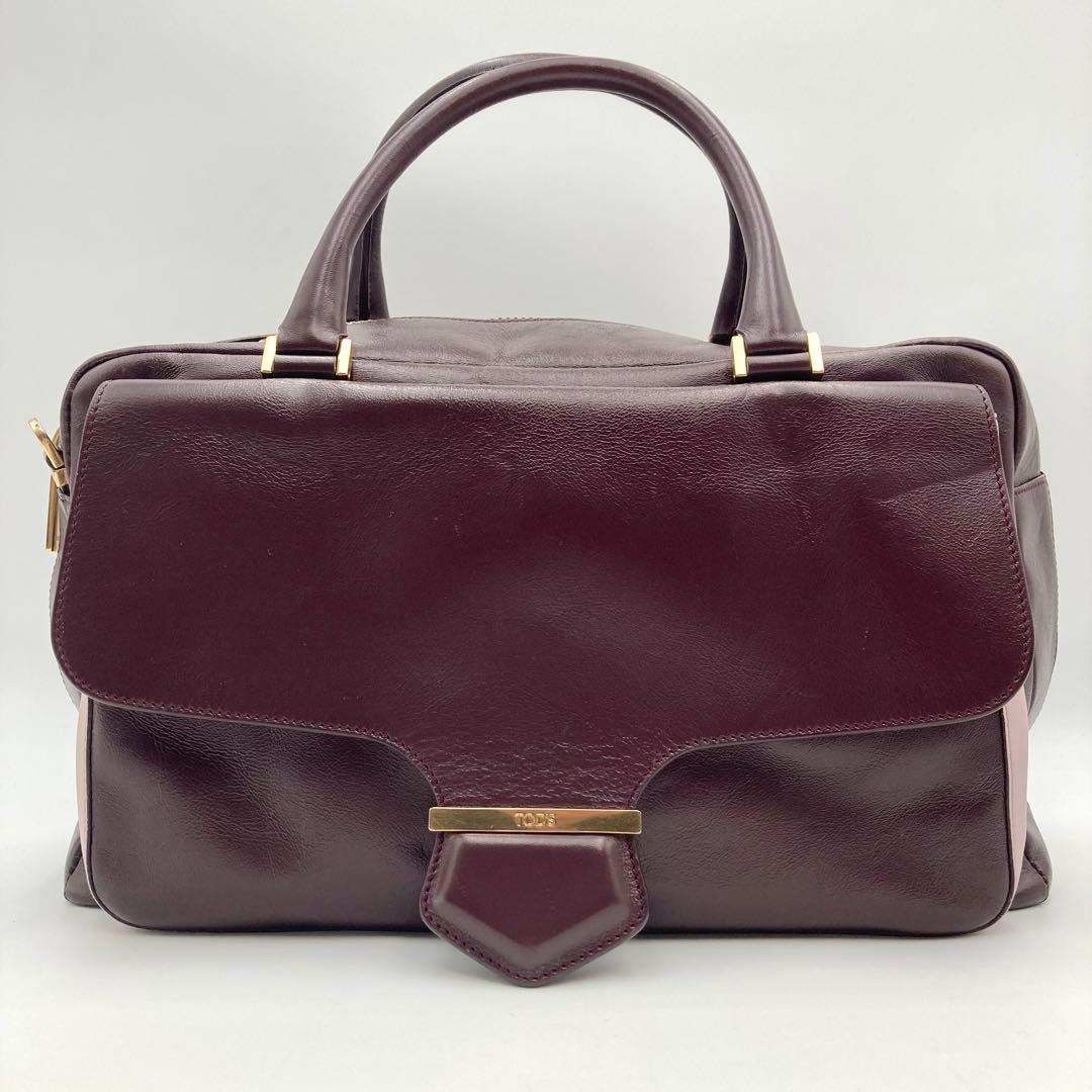 マッキー✨TOD'S ハンドバッグ 2way 光沢レザー バイカラー 希少