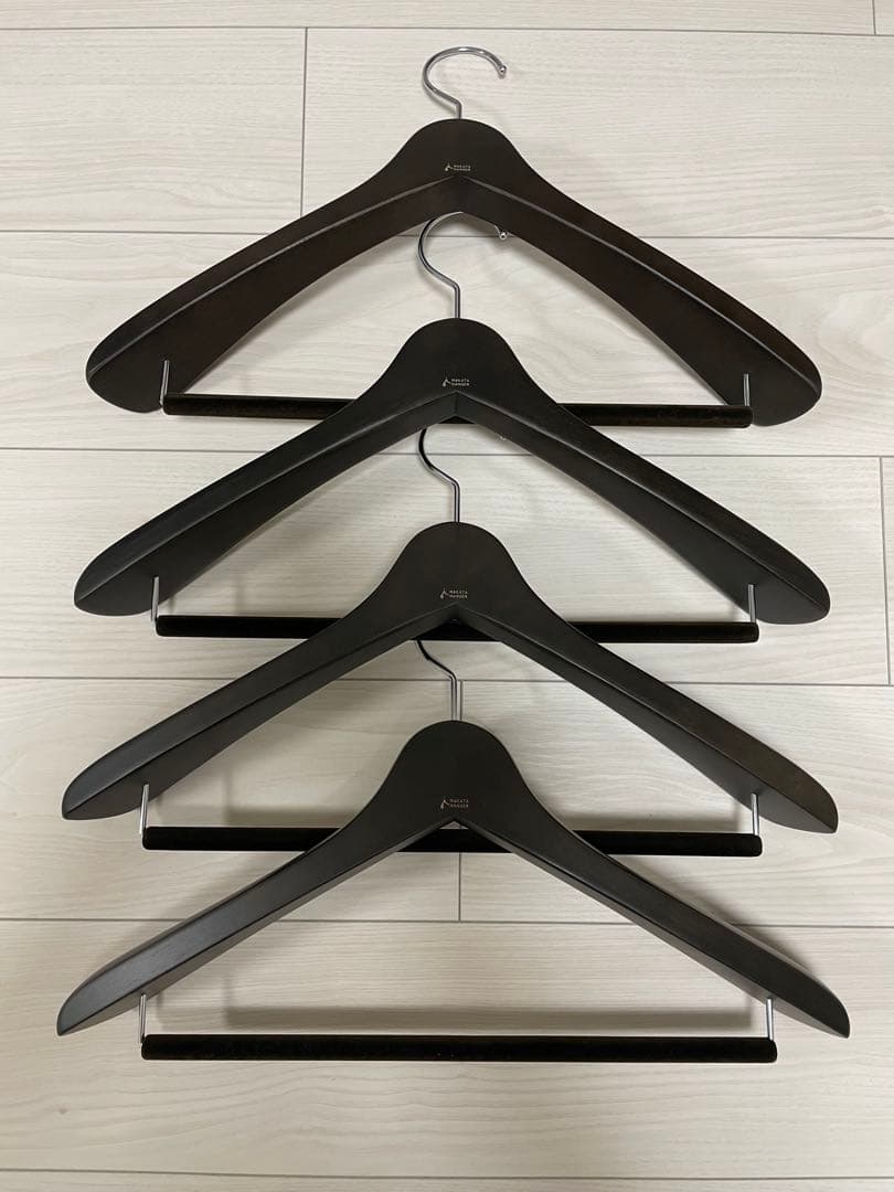 NAKATA HANGER メンズスーツハンガー 4本組 スモークブラウン