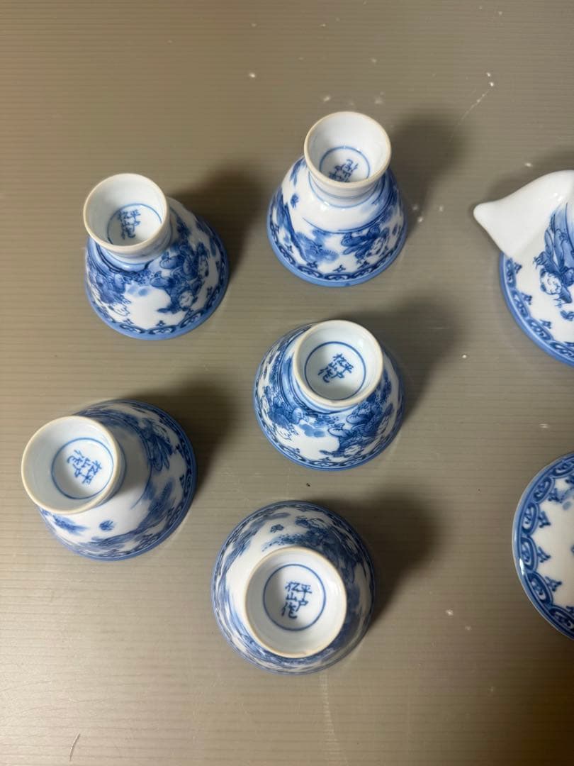 2479 平戸松山作　唐子絵　茶器セット　宝瓶1客　湯呑5客