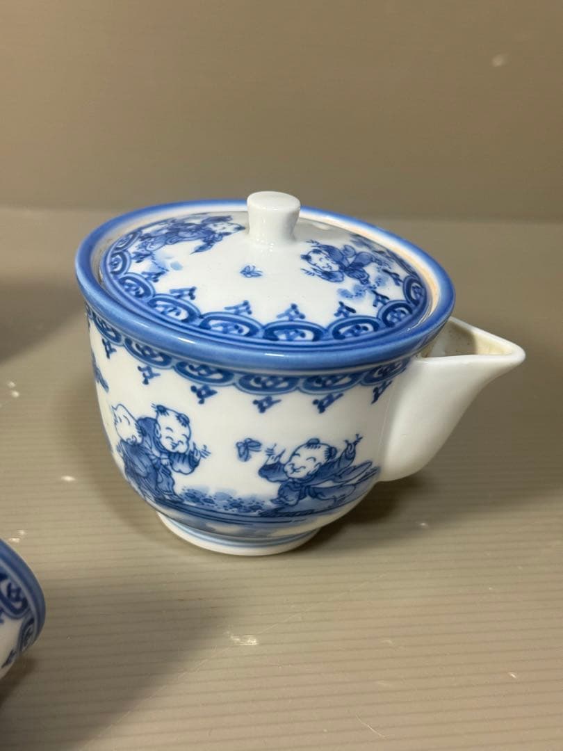 2479 平戸松山作　唐子絵　茶器セット　宝瓶1客　湯呑5客