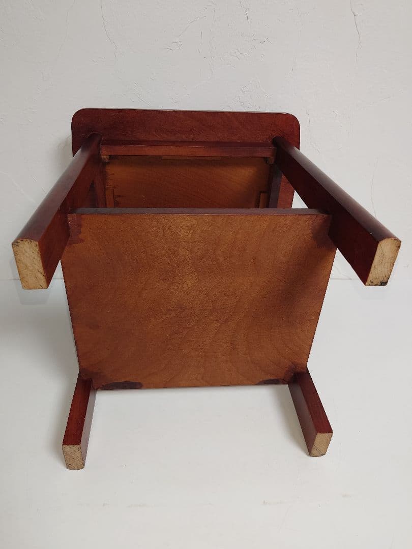 木製 小椅子 花台 サイドテーブル 引出し アンティーク 小机 台 棚 レトロ