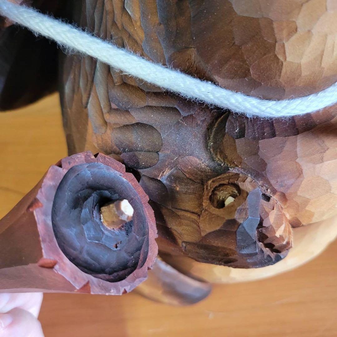 【匿名発送】木工品　たぬき　夫婦　縁起物　アンティーク　木彫り