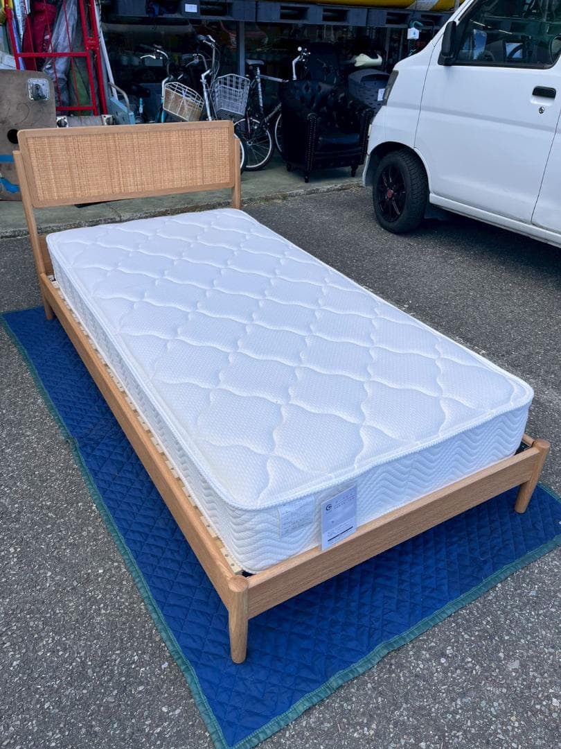 K◆美品 unico/ウニコ シングルベッドフレーム Granz マットレス