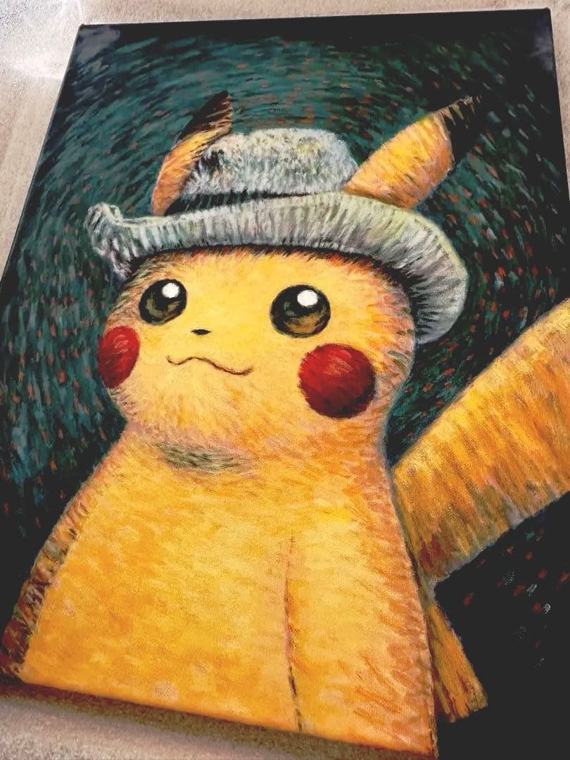 ゴッホピカチュウ　イーブイ　キャンバスアート　セット　　Sサイズ　45×35cm