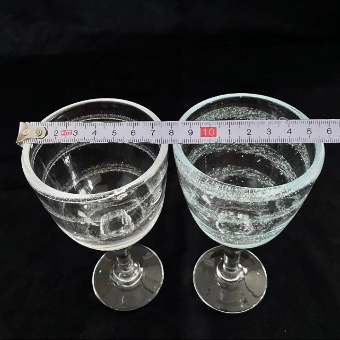 作家もの　吹きガラス　宙吹きガラス　足つきグラス