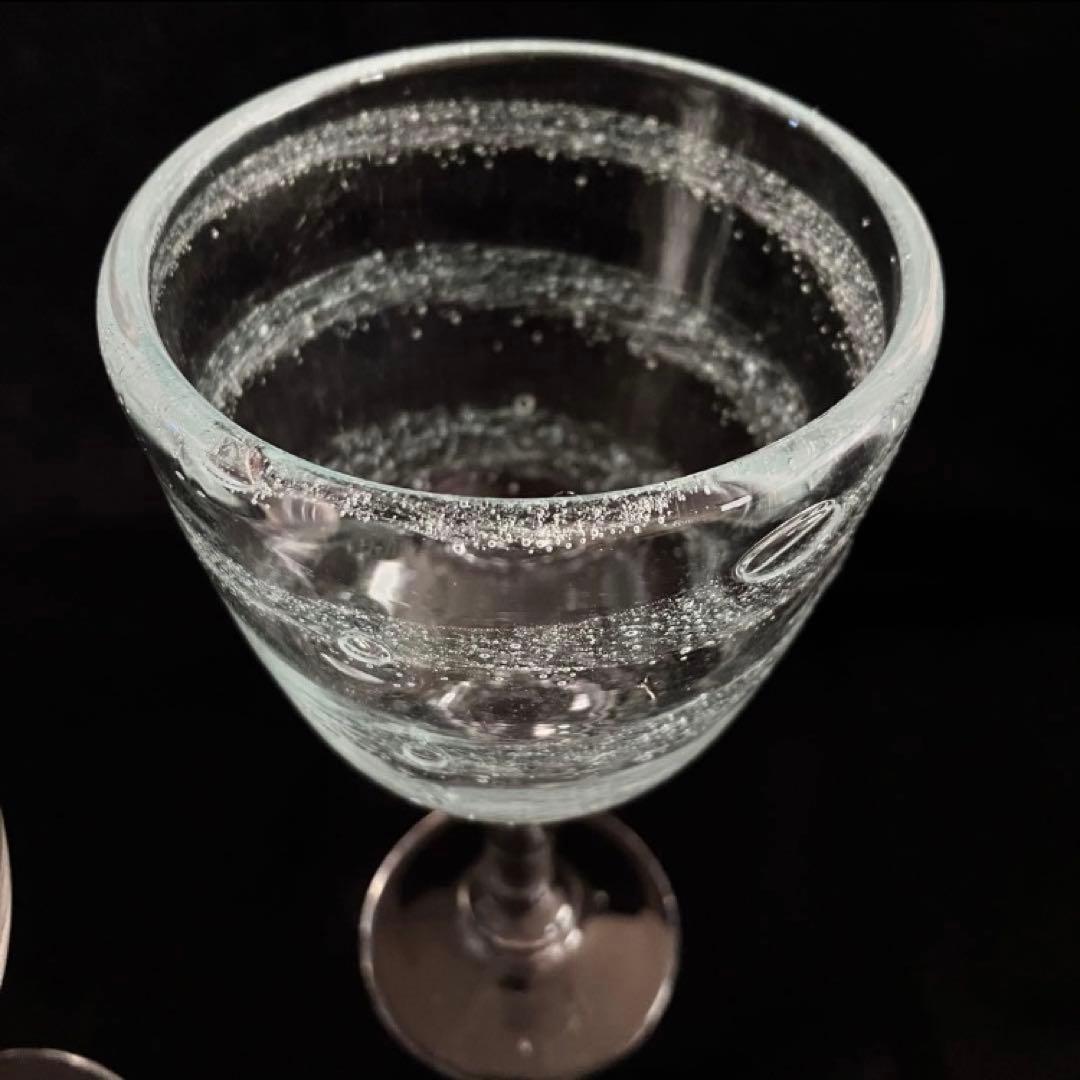 作家もの　吹きガラス　宙吹きガラス　足つきグラス