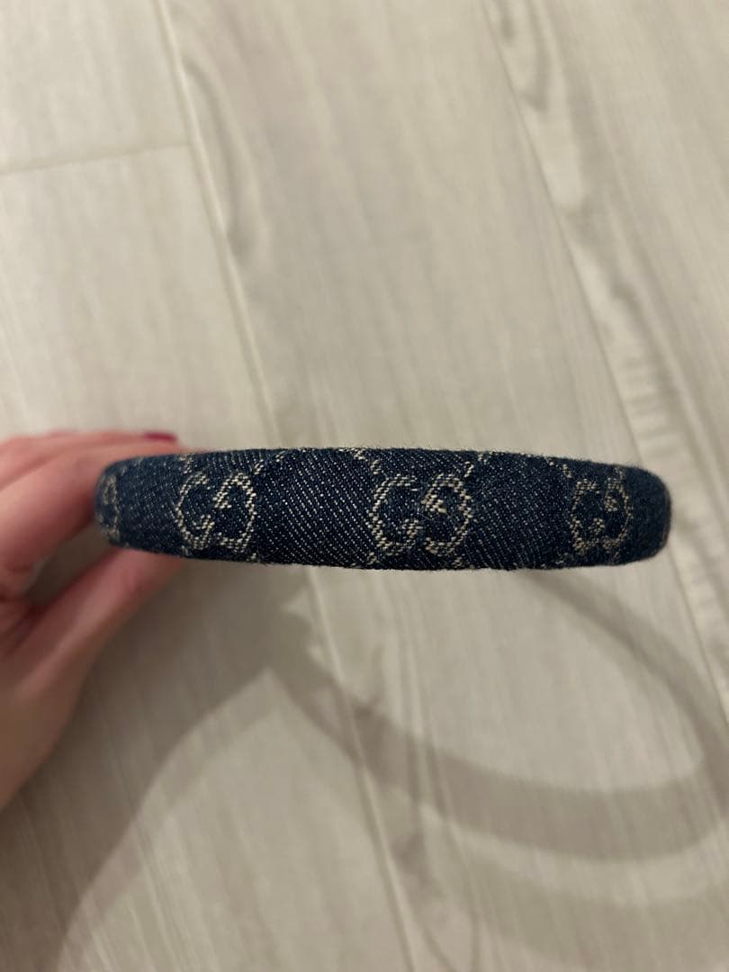 GUCCI ネイビー デニム ヘアバンド 保存袋付き