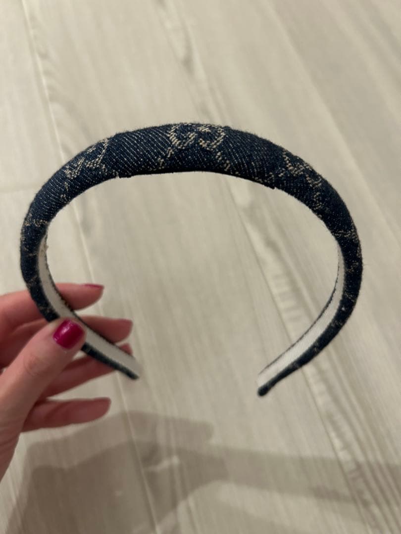 GUCCI ネイビー デニム ヘアバンド 保存袋付き