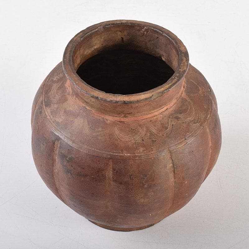 中国　古代　 土器　刻線文　壷　水甕　C　R8531