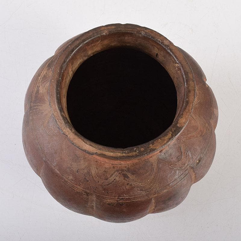 中国　古代　 土器　刻線文　壷　水甕　C　R8531