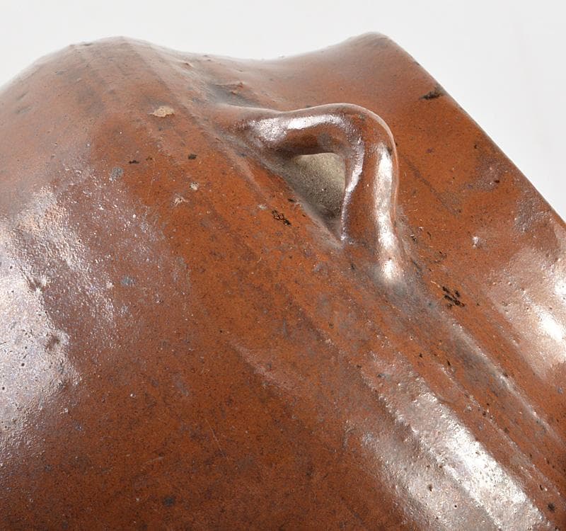 瀬戸焼　美濃焼　古瀬戸　柿釉　双耳花入　小壷　鉄漿壷　時代箱付　V　R5187